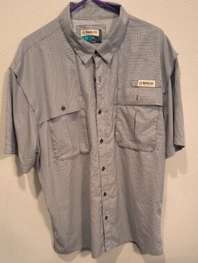Magellan Outdoors Light Blue Short-Sleeve Fishing Shirt Wicking Relaxed Fit XL